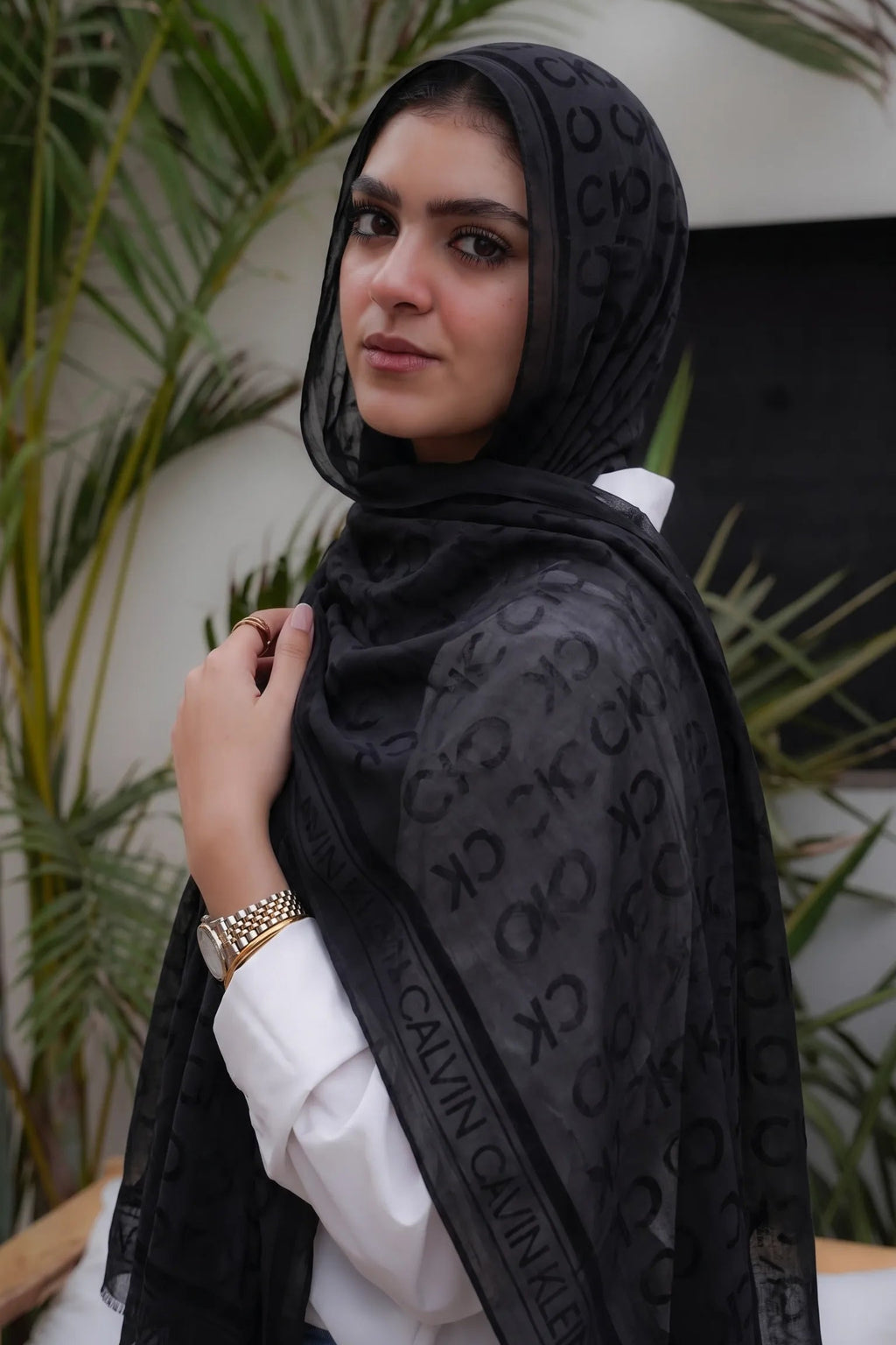 Black Devore Scarf