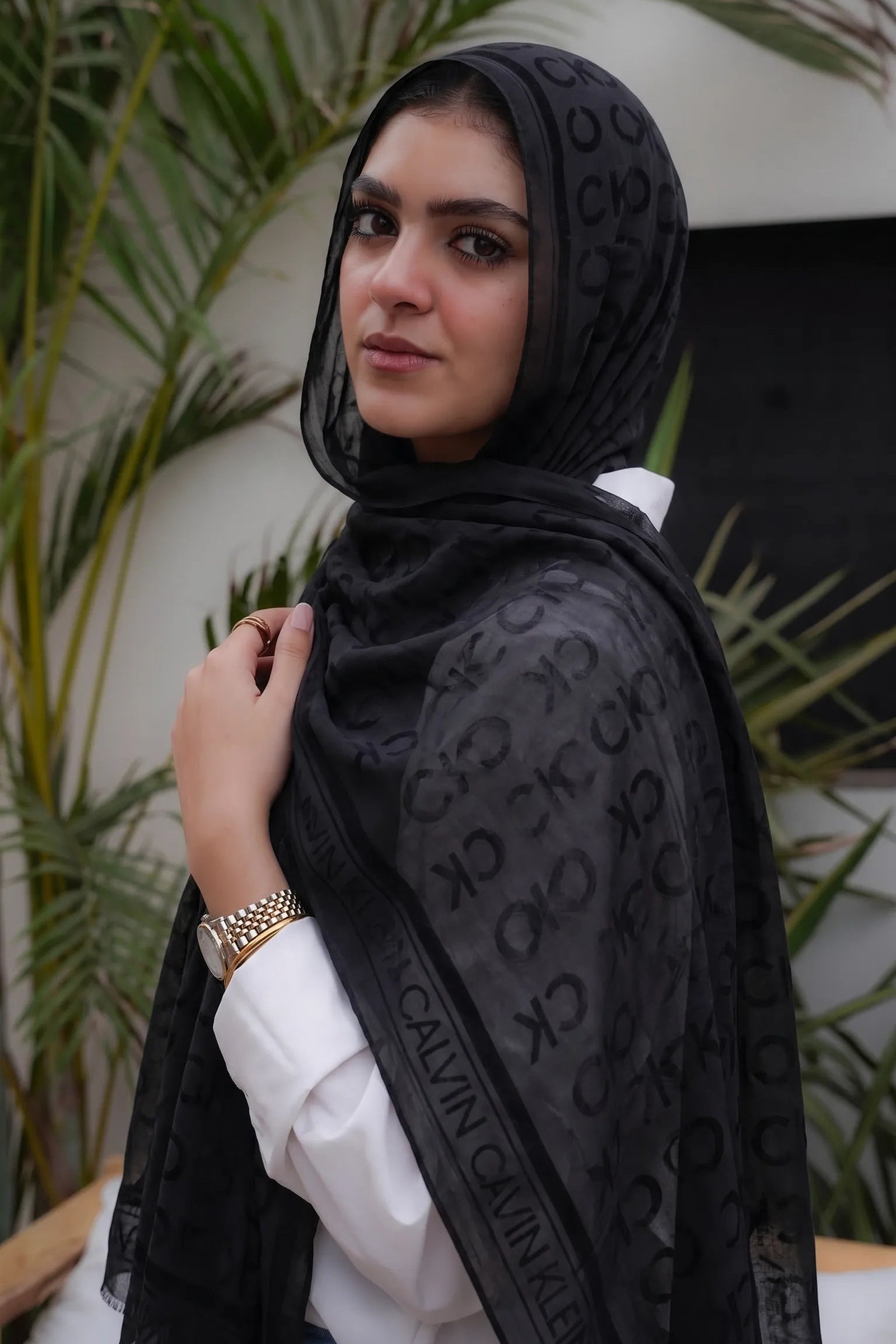 Black Devore Scarf