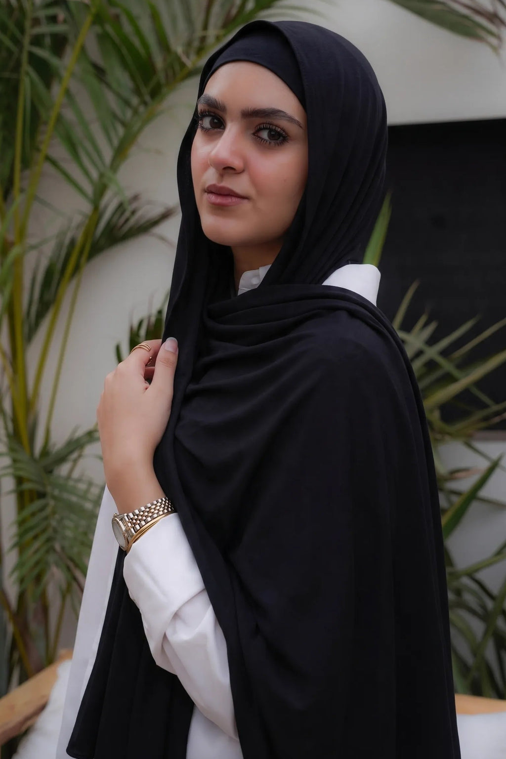 Black Scarf & Undercap Set