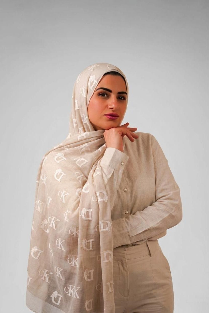 Blush Beige Devore Scarf