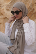 Taupe Brown Scarf & Undercap Set