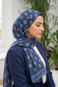 Navy Blue Devore Scarf