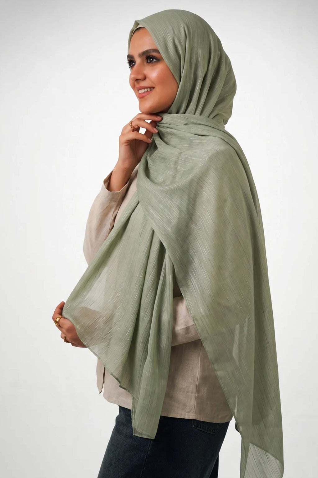 Olive Gray Organza Scarf