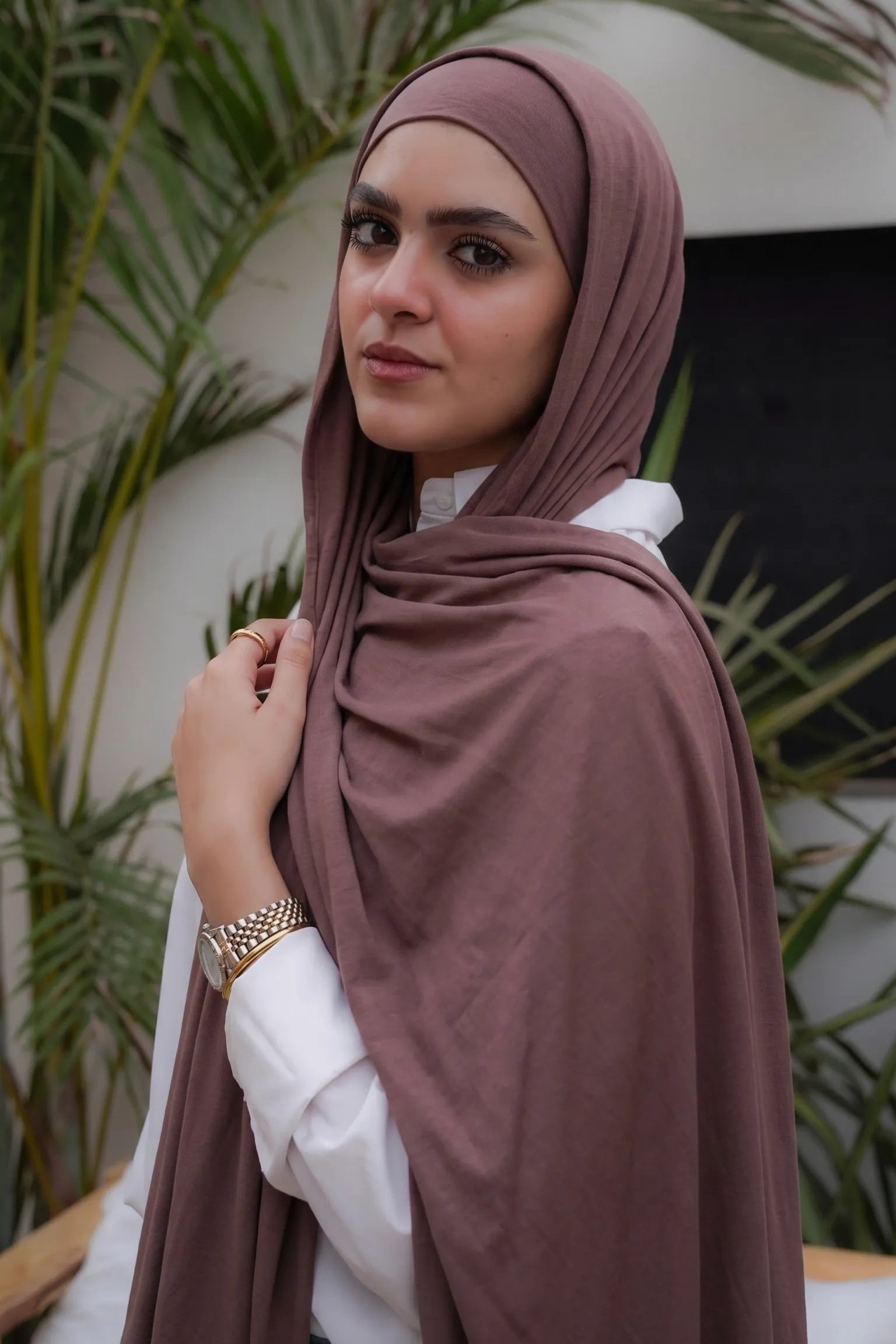 Rose Brown Scarf & Undercap Set